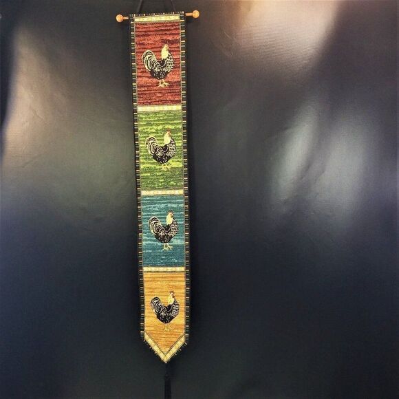 Rooster Bell Pull Kimble Hanging Wall Tapestry Farmhouse Chicken Barn Decor USA. - Picture 1 of 10